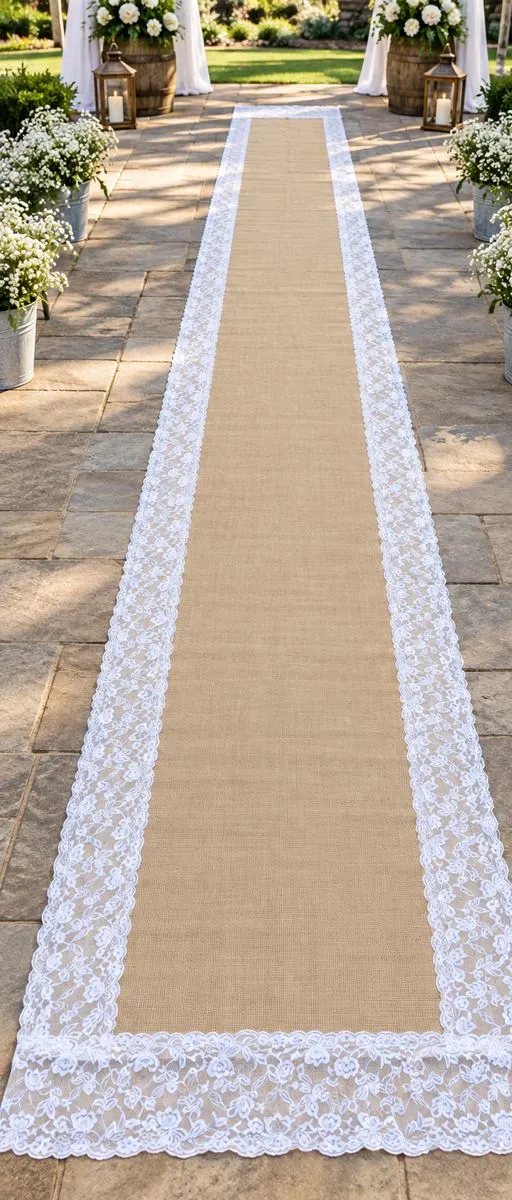 Burlap & lace aisle runner