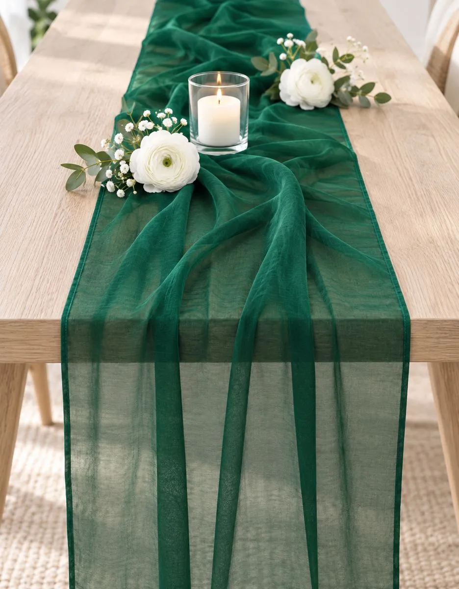 Emerald green sheer runner, narrow