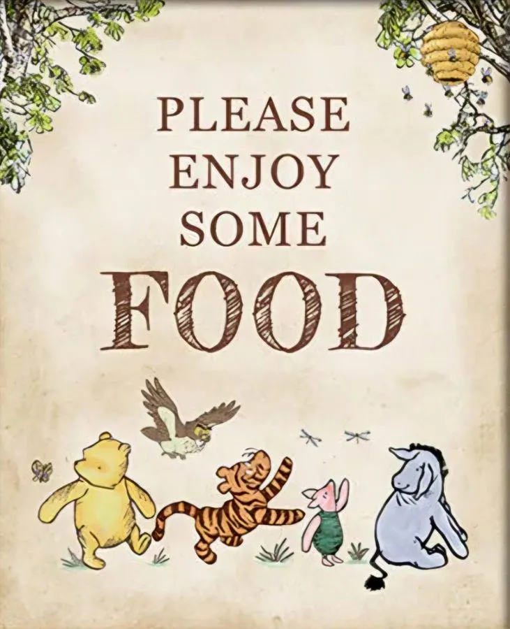 Please Enjoy Some Food sign with the Hundred Acre Wood friends