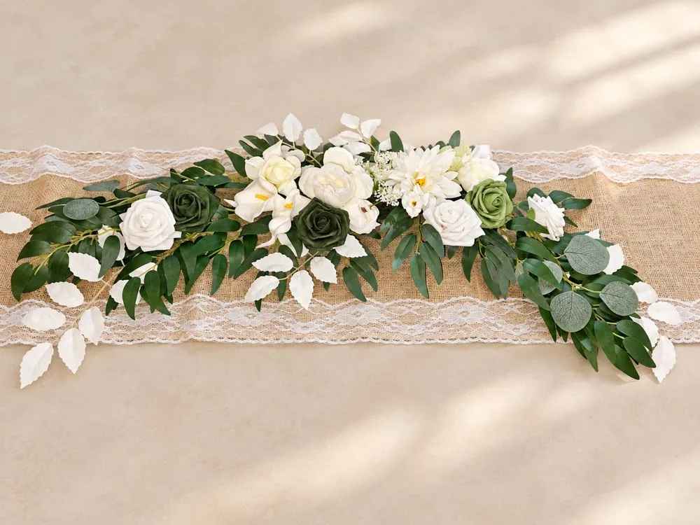 Long white & sage centerpiece