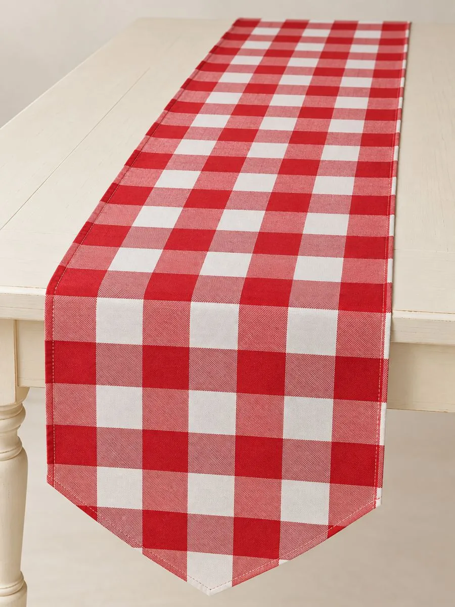 Red & white check table runner