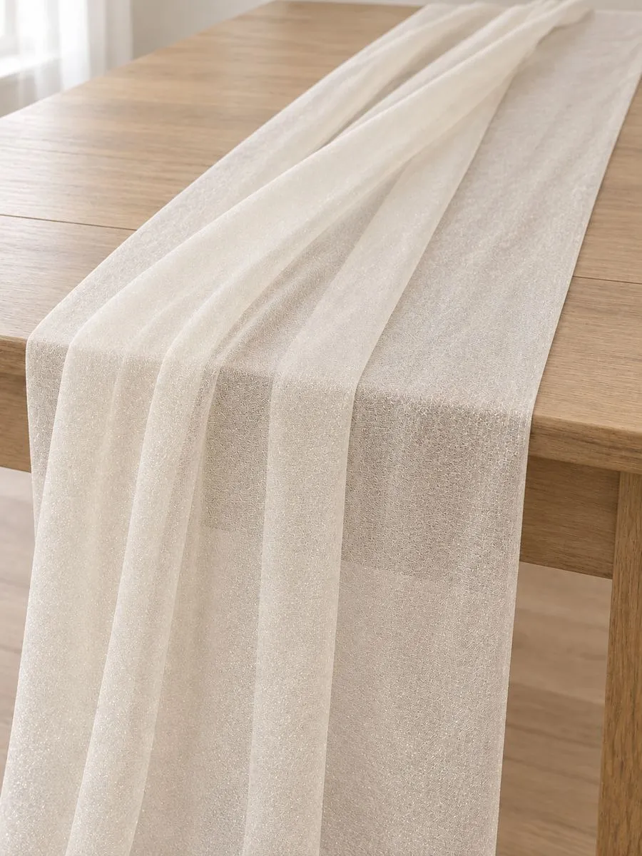 Shimmery ivory table runner